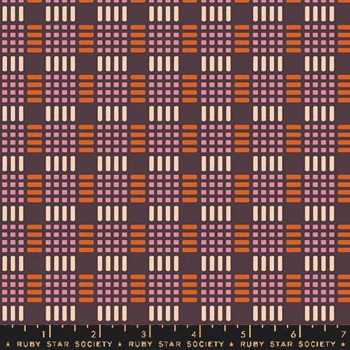 Printed Cotton Poplin - Geometry by Ruby Star - Waffle Eggplant