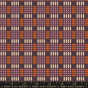 Printed Cotton Poplin - Geometry by Ruby Star - Waffle Eggplant