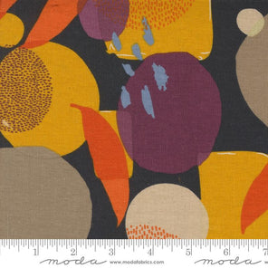 Printed Cotton Linen Mix - Urban Whisper - Mingle Geometrics Dots Brushstrokes Abstract - Navy