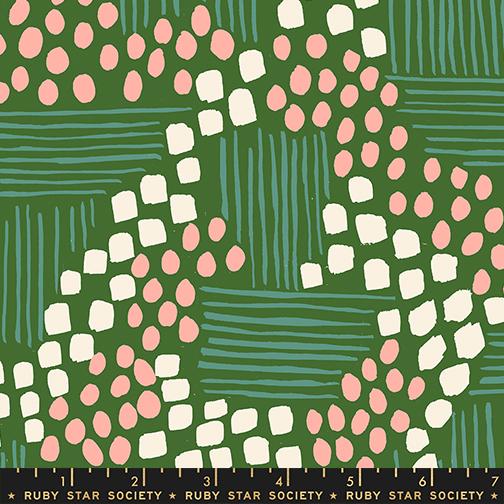 Printed Cotton Poplin - Ruby Star - Reimagined Landscapes - Aerial, Endpaper Green