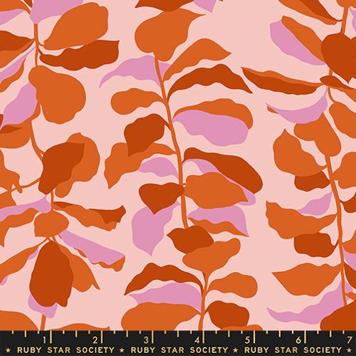 Printed Cotton Poplin - Ruby Star - Calathea - Creeper, Cayenne
