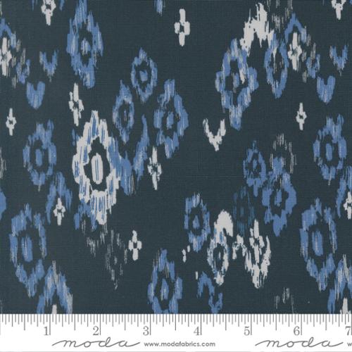 Printed Cotton Poplin - Boho Haven - Ikat - Deep Sea