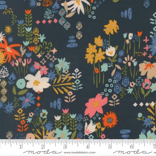 Printed Cotton Poplin - Boho Haven - Spring - Deep Sea