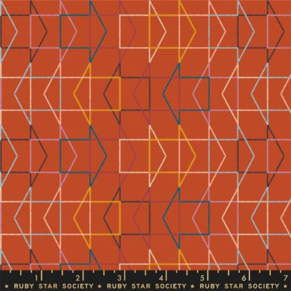 Printed Cotton Poplin - Rashida Coleman-Hale - To and Fro - Which Way - Cayenne