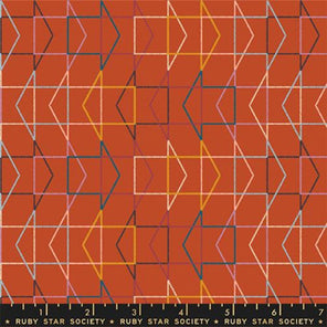 Printed Cotton Poplin - Rashida Coleman-Hale - To and Fro - Which Way - Cayenne