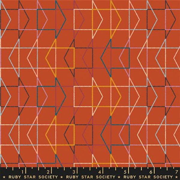 Printed Cotton Poplin - Rashida Coleman-Hale - To and Fro - Which Way - Cayenne