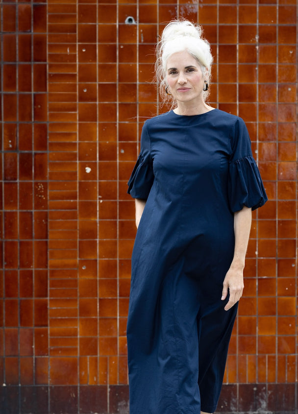 Balloon Sleeve Dress in Japanese Cotton Ray Stitch Balloon Sleeve Dress in Japanese Cotton Ray Stitch