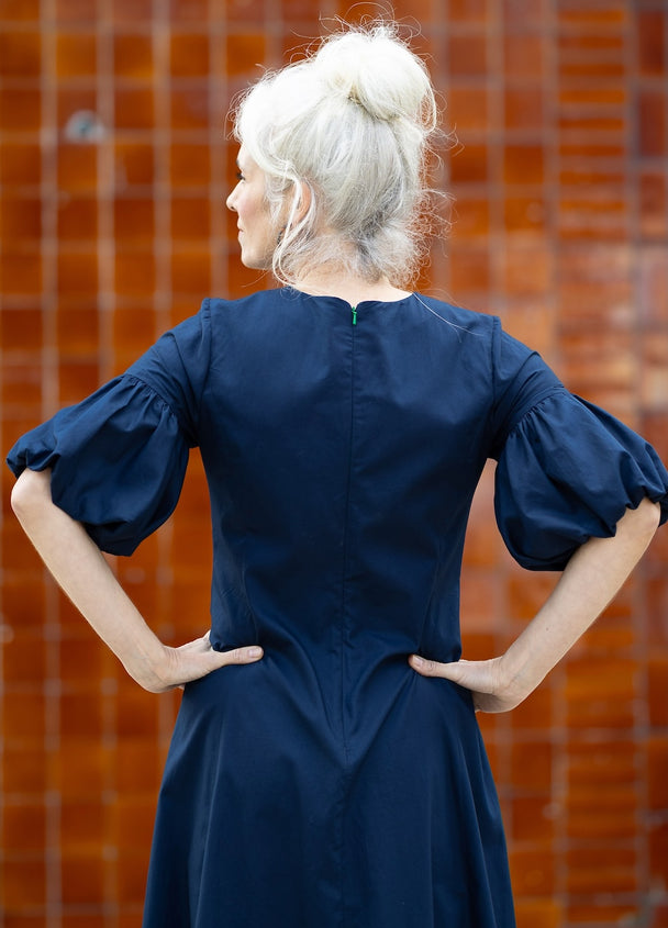 Balloon Sleeve Dress in Japanese Cotton Ray Stitch Balloon Sleeve Dress in Japanese Cotton Ray Stitch