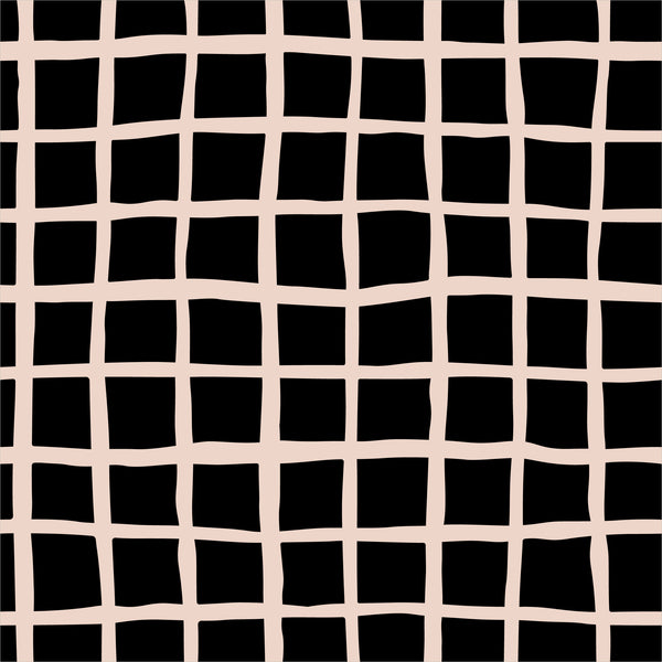 THE EDIT Cotton Lawn - Grid - Cream on Black