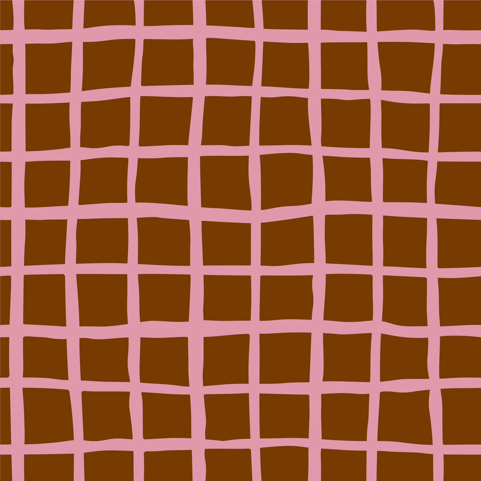 THE EDIT Cotton Lawn - Grid - Pink on Brown