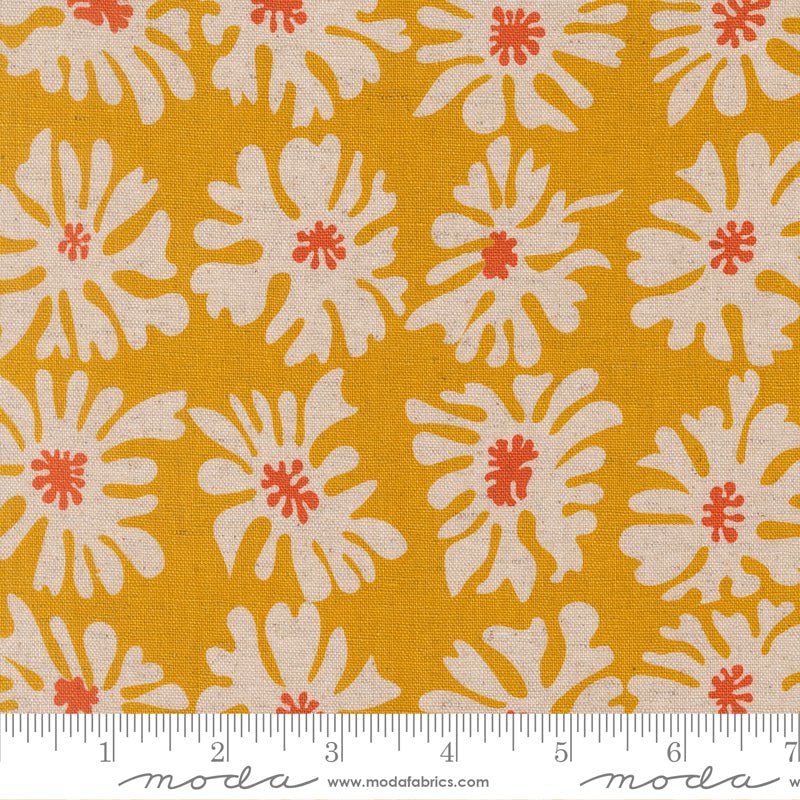Printed Cotton Linen Mix -  Urban Whisper - Bloom Florals - Sunset