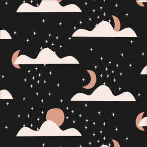 Printed Lightweight Canvas - Moonrise Black