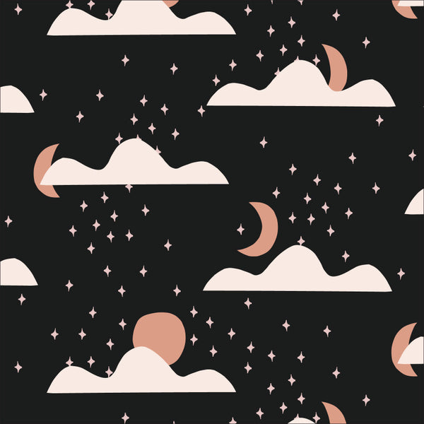 Printed Lightweight Canvas - Moonrise Black
