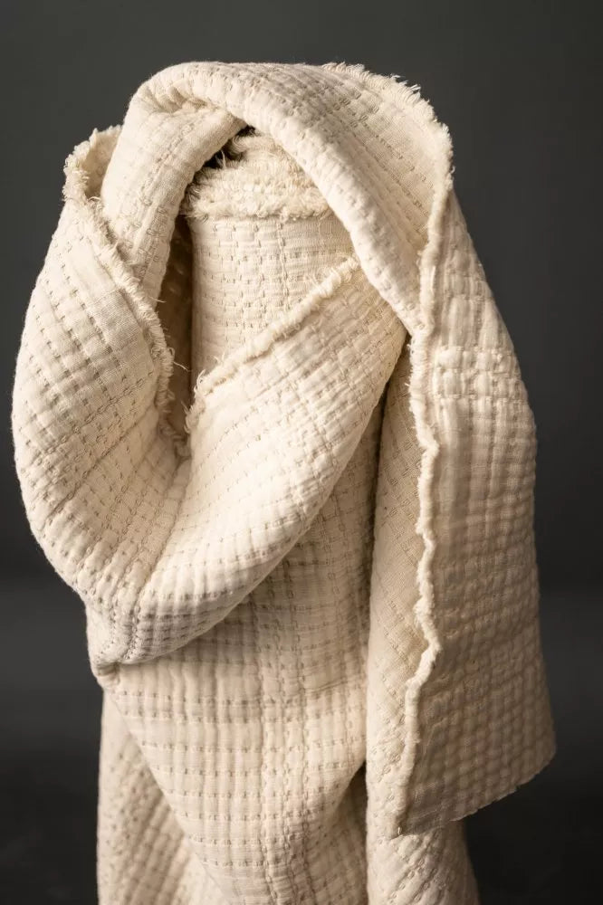 Merchant & Mills - Quilted Jacquard Cotton - Soft Stitch - Ecru