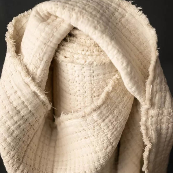 Merchant & Mills - Quilted Jacquard Cotton - Soft Stitch - Ecru