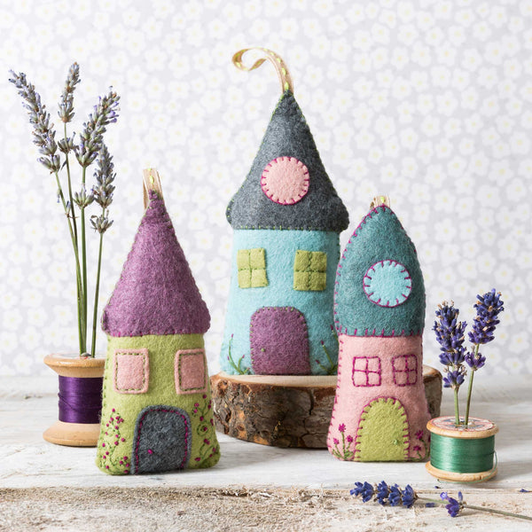 Corinne Lapierre Embroidery Kit - Felt Lavender Houses
