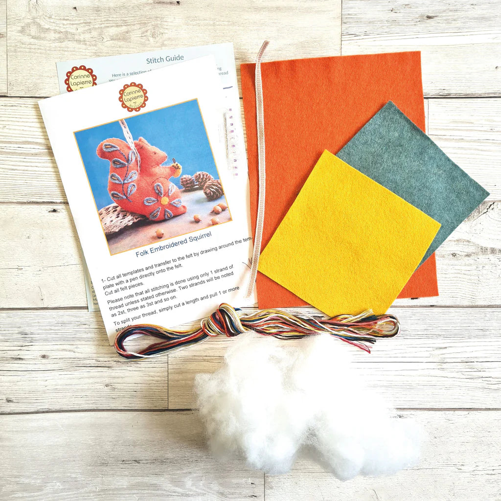 Corinne Lapierre Craft Kit - Folk Embroidered Squirrel