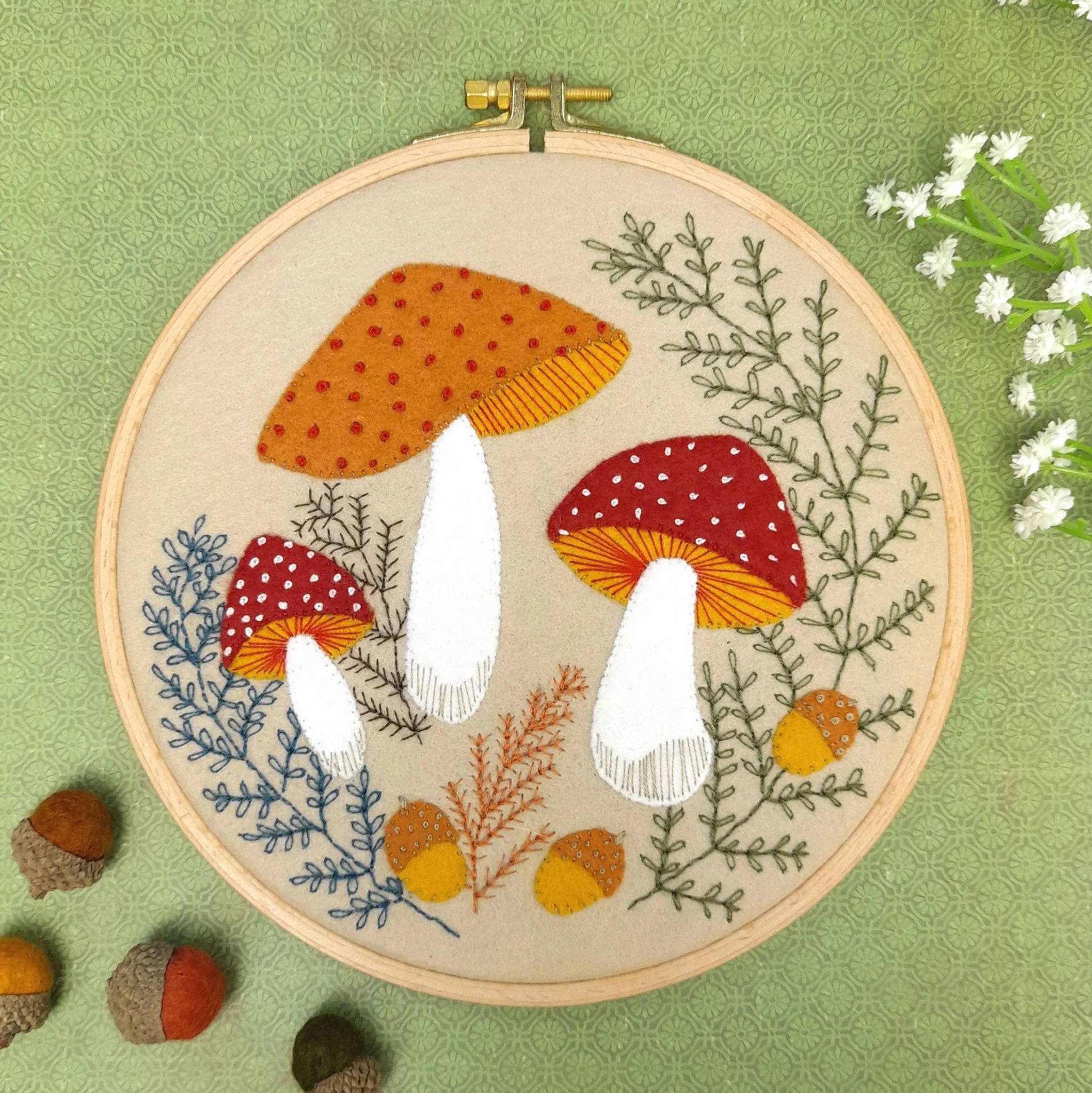 Felt Craft Kit - Toadstool Appliqué Hoop