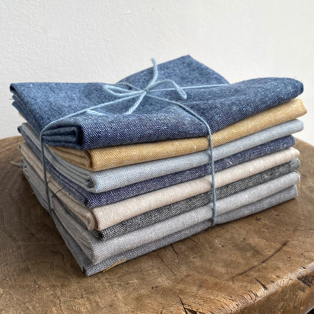Essex Linen Mix Chambray - Fat Quarter Bundle x 7