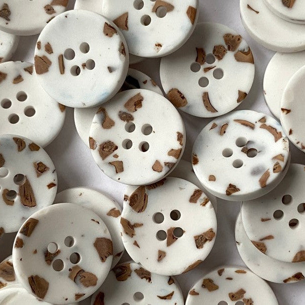Recycled Polyester - Old Button Chip - White