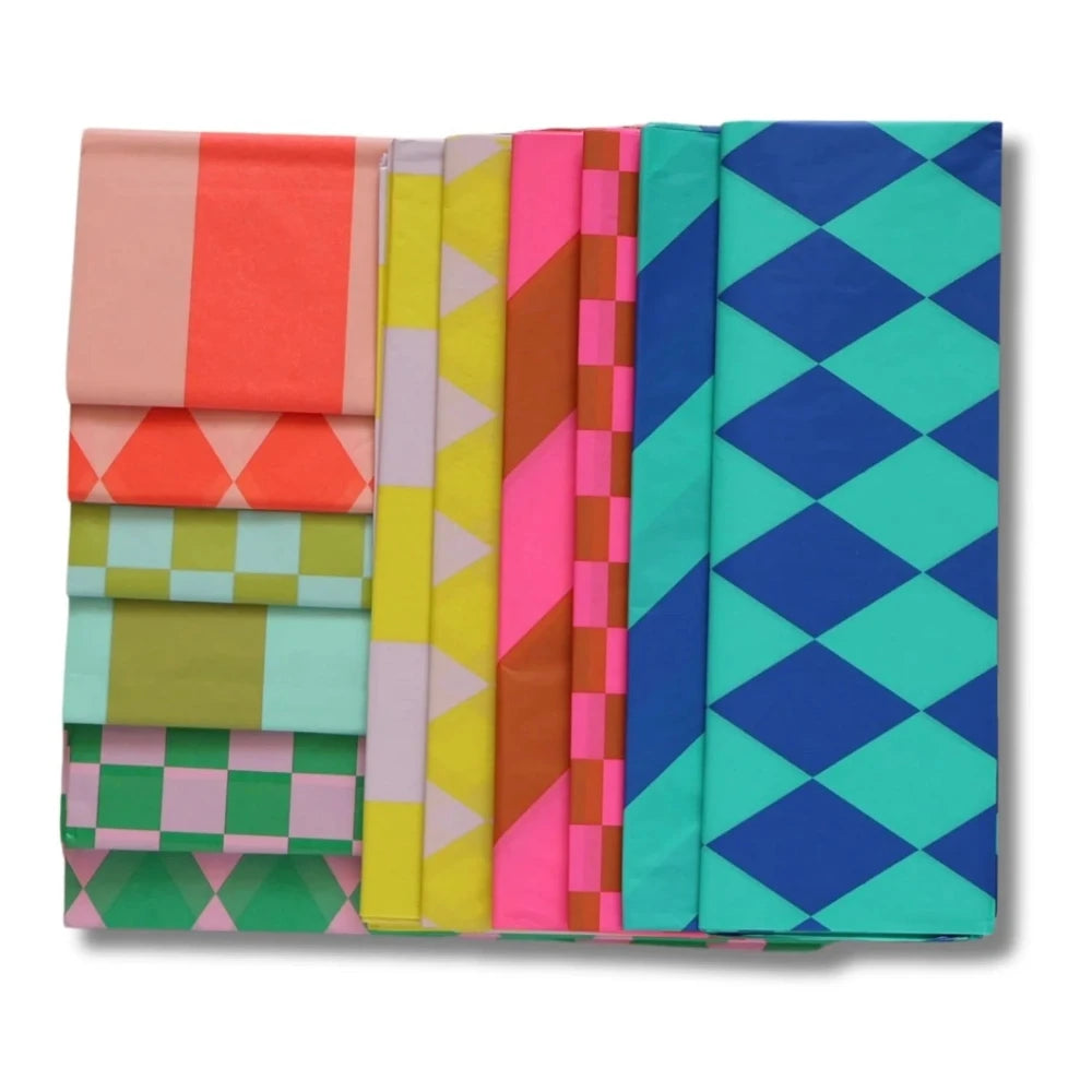 Luxury Tissue Paper - Diamond/Stripe - Acid Yellow/Dusty Lilac