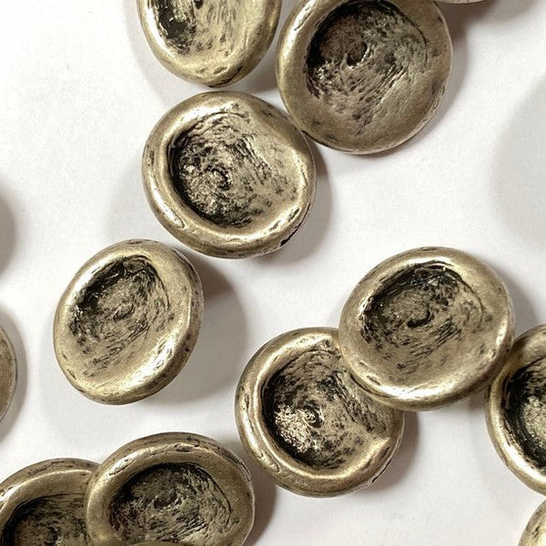 Metal Shank Button - Worn Silver - 17mm