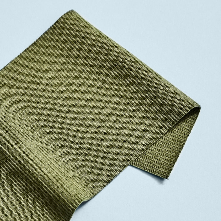 Organic Cotton Ribbing - Olive Green