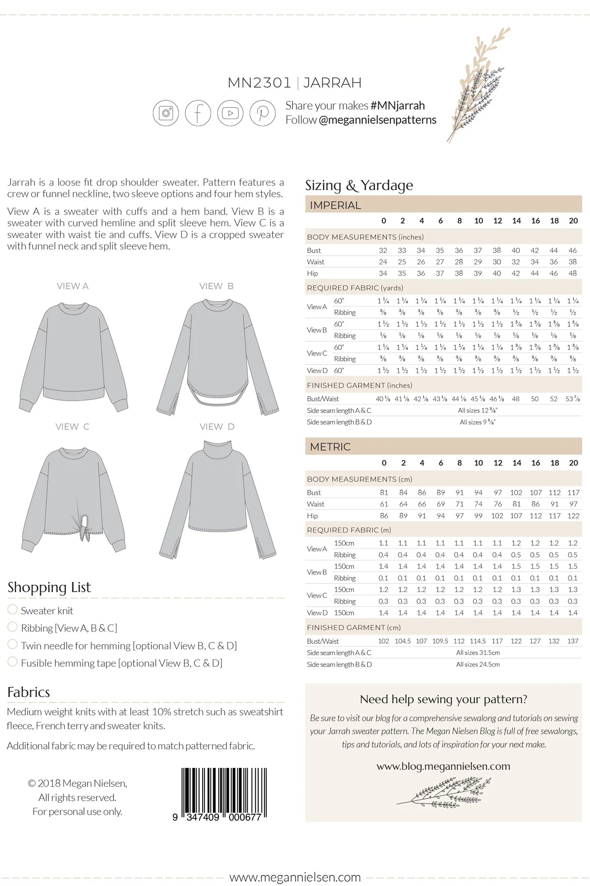 Megan Nielsen - Jarrah Sweater Set