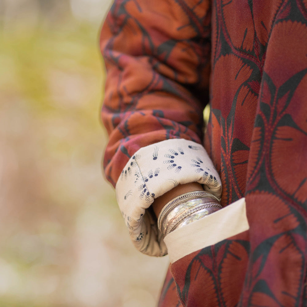 Panspermia Printed Viscose Twill - Moonflower - Rust