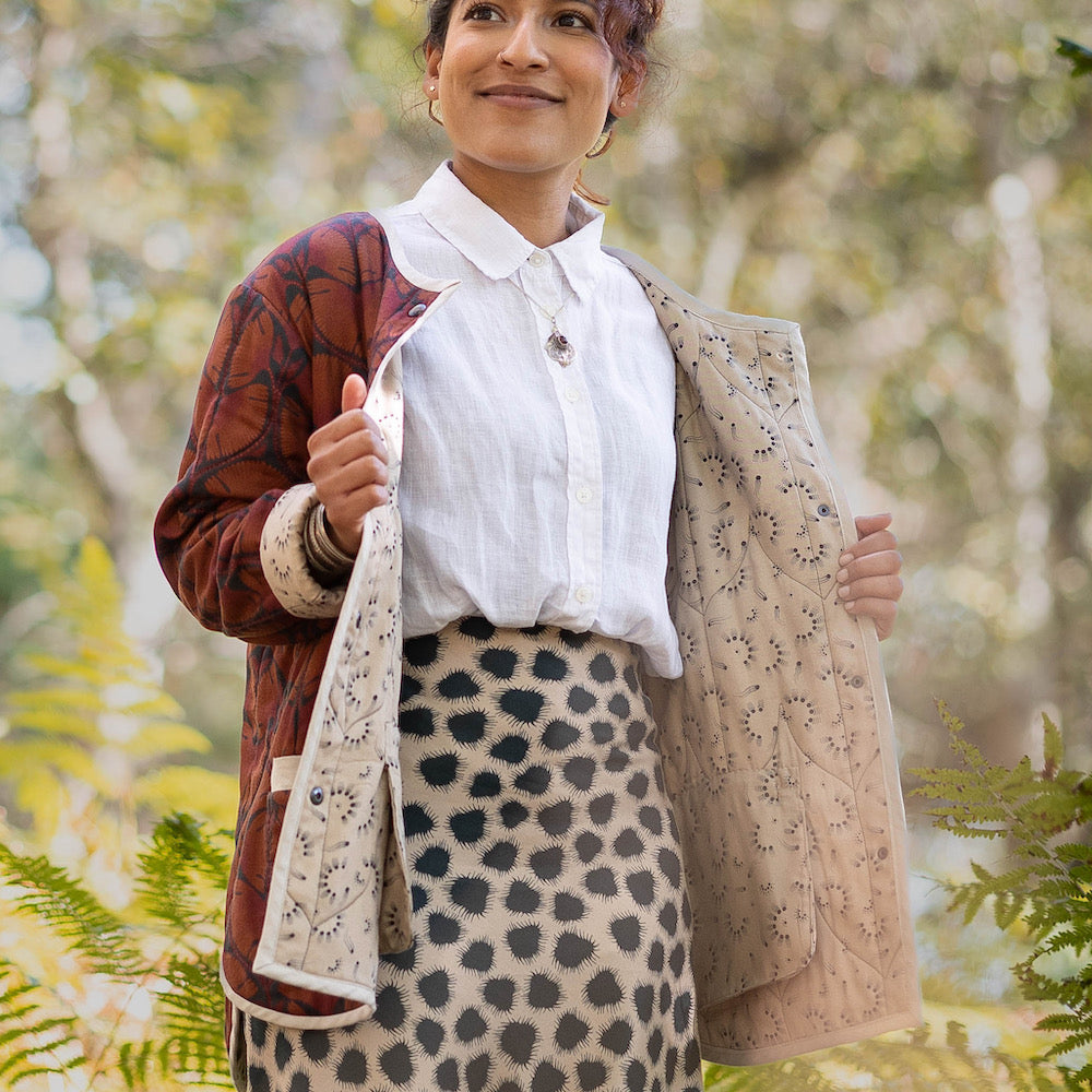 Panspermia Printed Viscose Twill - Moonflower - Rust