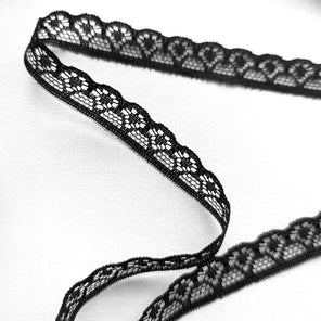 Scalloped Edge Lace Trim - 11mm Black