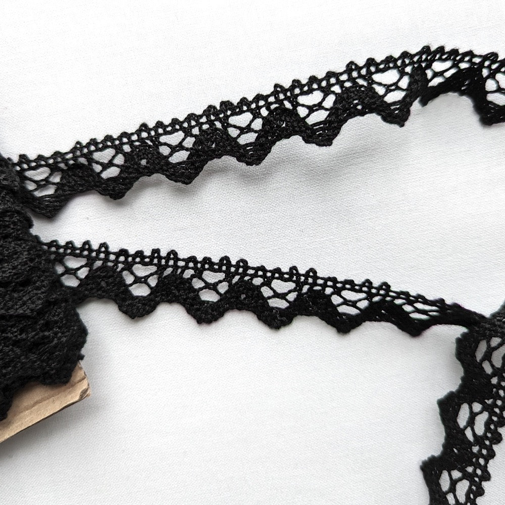 Spiked Edge Lace Trim - 18mm Black