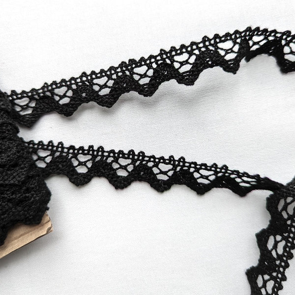 Spiked Edge Lace Trim - 18mm Black