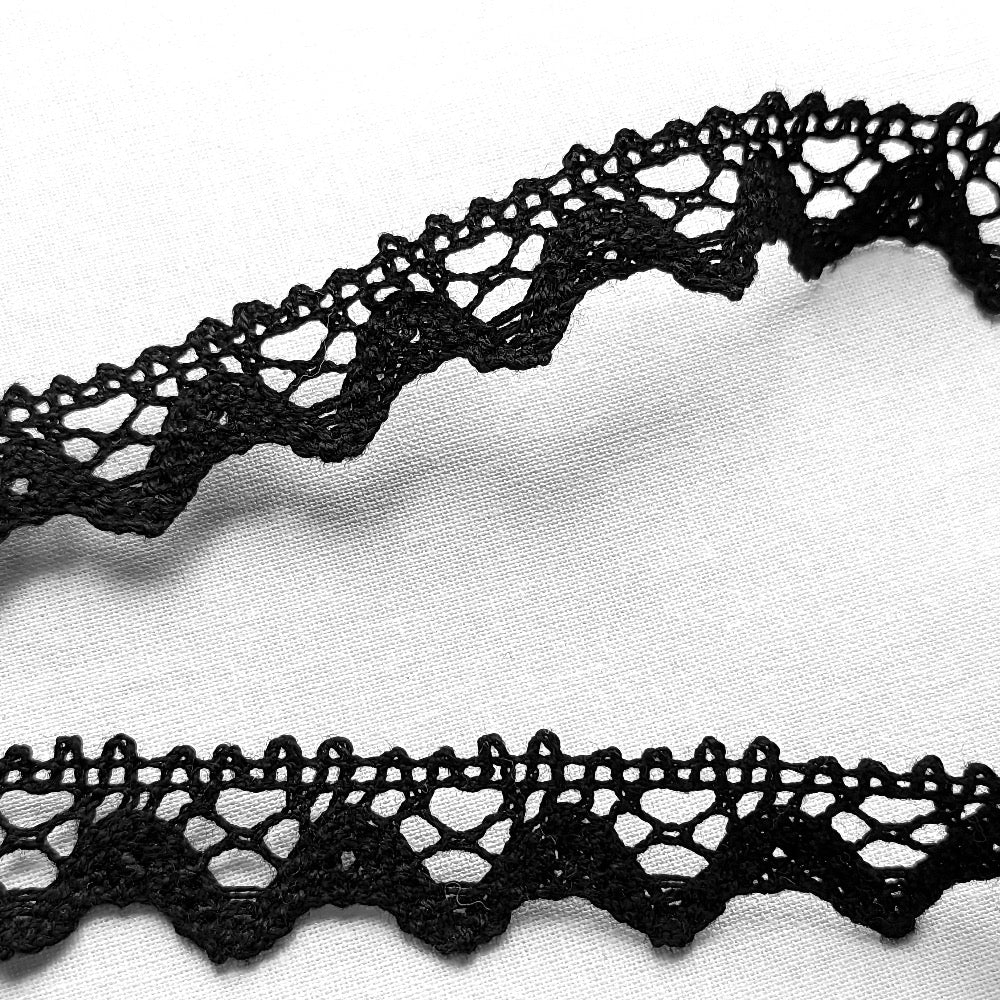 Spiked Edge Lace Trim - 18mm Black