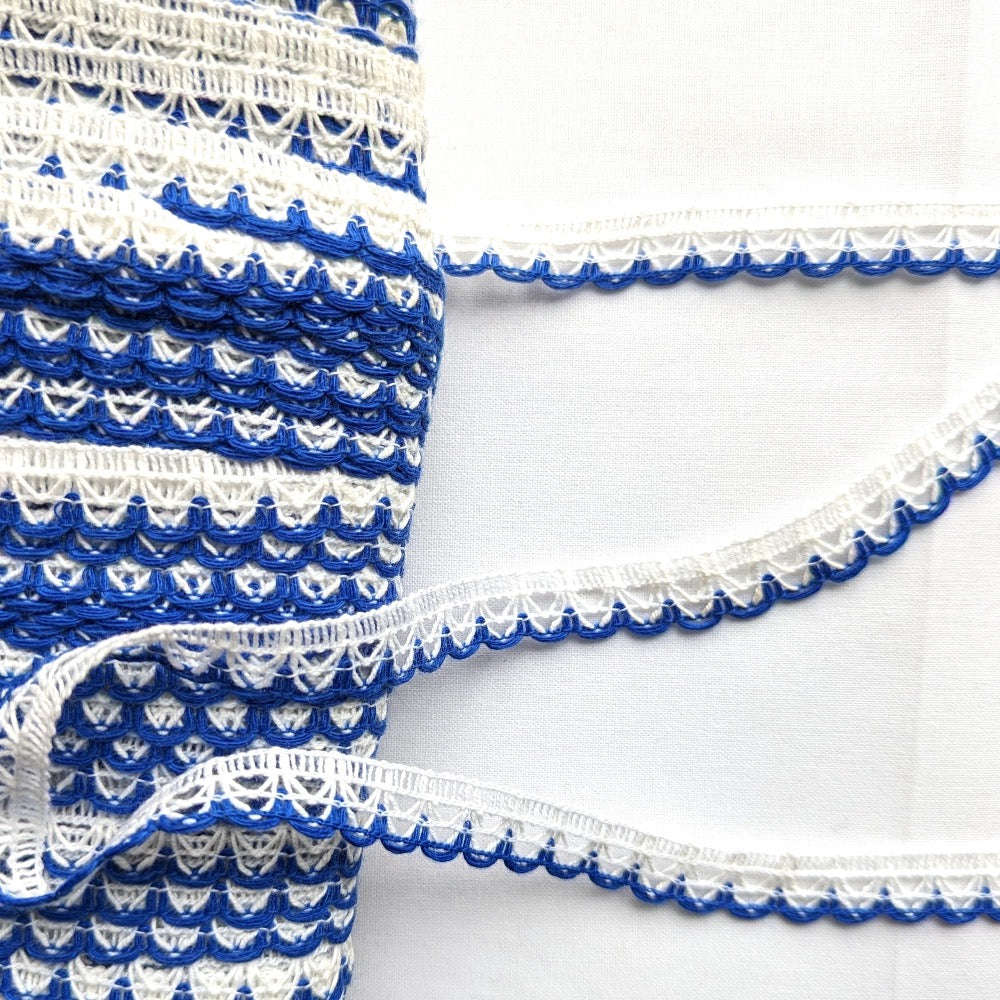 Coloured Edge Lace Trim - 12mm - Royal Blue