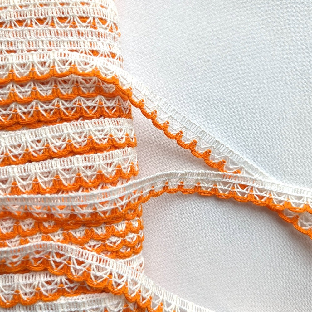 Coloured Edge Lace Trim - 12mm - Orange