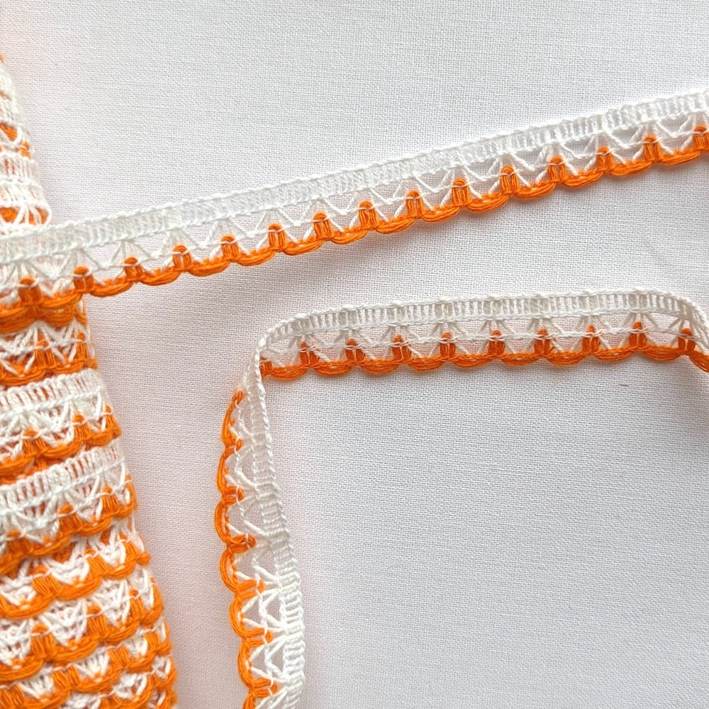Coloured Edge Lace Trim - 12mm - Orange