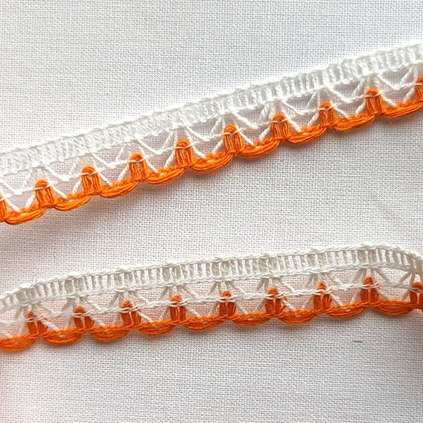 Coloured Edge Lace Trim - 12mm - Orange