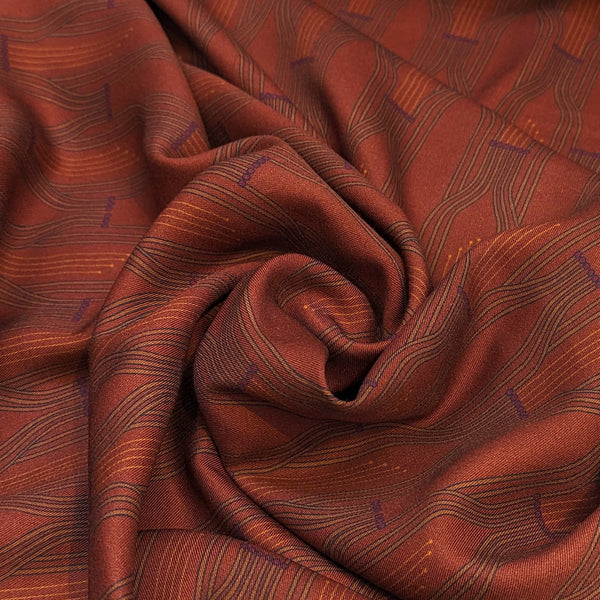 Panspermia Printed Viscose Twill - Stamen - Rust