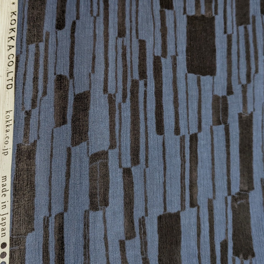 Monpex Piano by Kokka - Striped Crepe - Blue