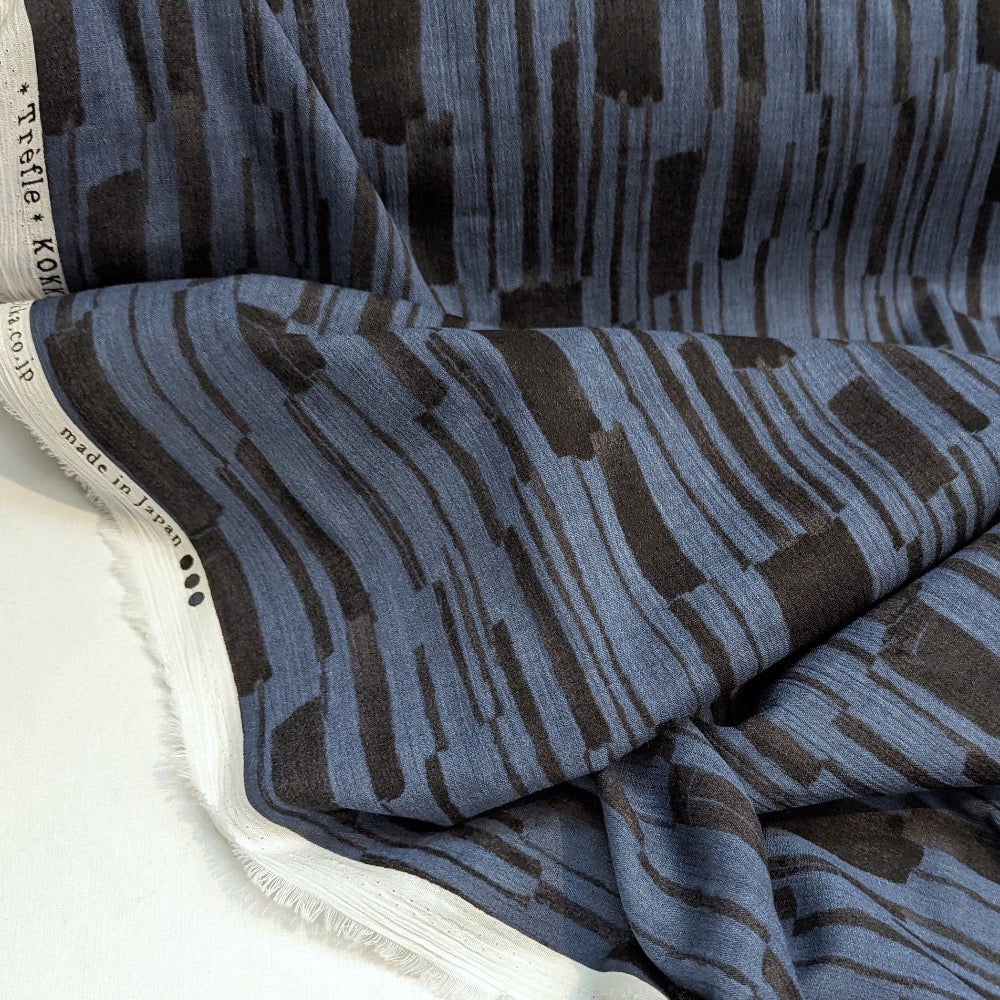 Monpex Piano by Kokka - Striped Crepe - Blue