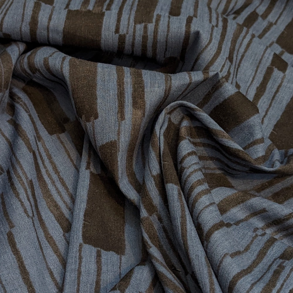 Monpex Piano by Kokka - Striped Crepe - Blue