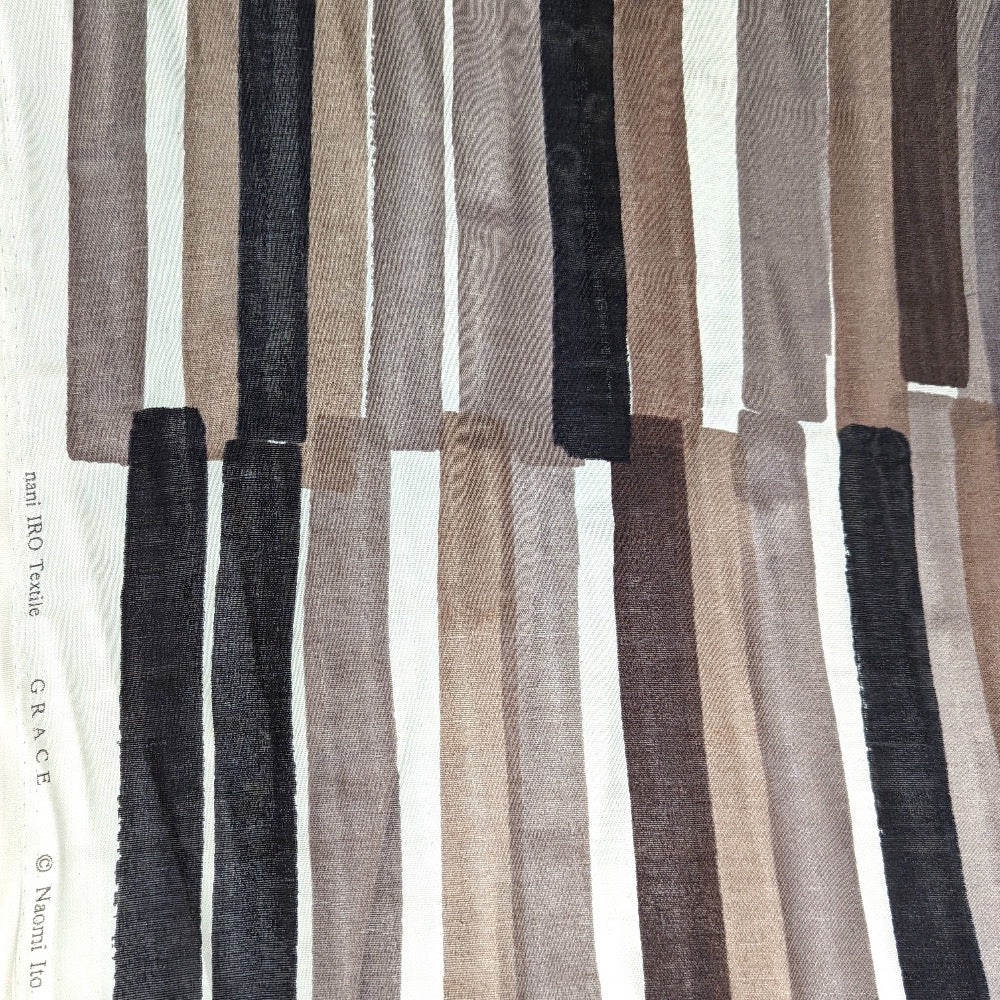Japanese Stripe - Cotton Double Gauze - Brown by Kokka