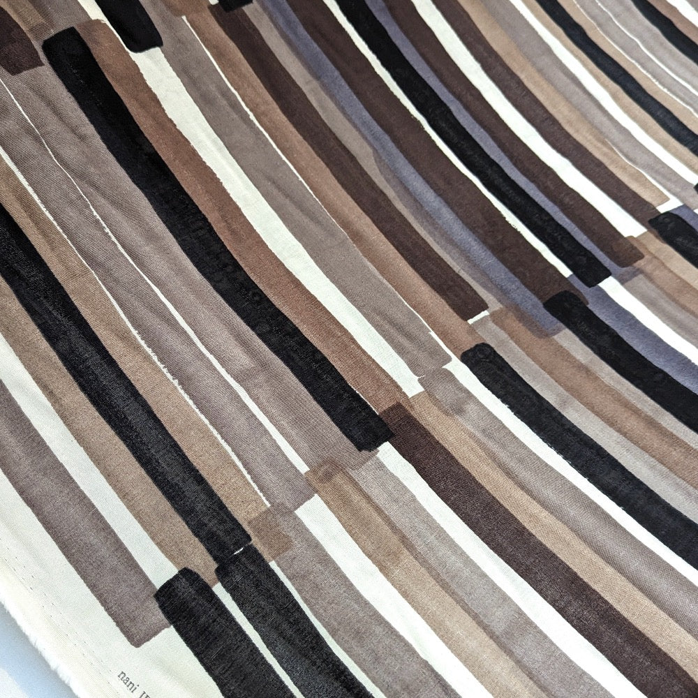 Japanese Stripe - Cotton Double Gauze - Brown by Kokka