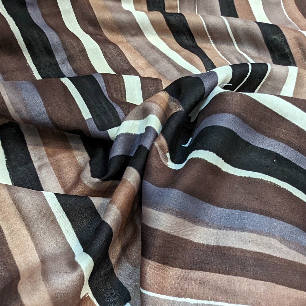 Japanese Stripe - Cotton Double Gauze - Brown by Kokka