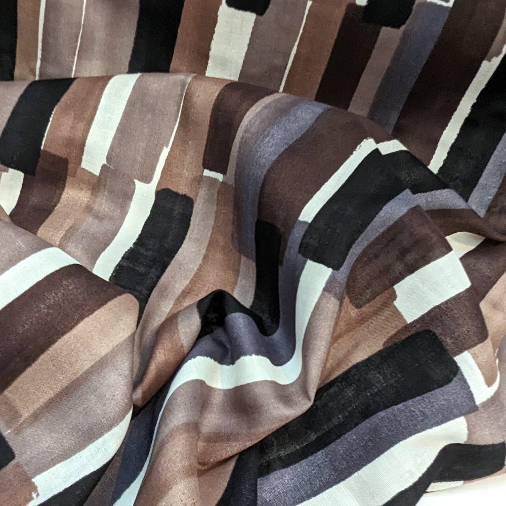Japanese Stripe - Cotton Double Gauze - Brown by Kokka