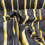Stripes by Kokka - Rayon/Linen Mix - Navy/Mustard/White