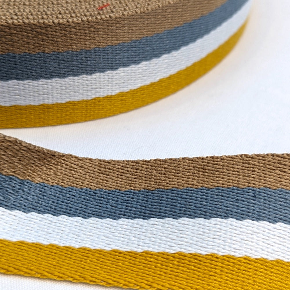 Striped Webbing 38mm - Stripe Mustard/Grey