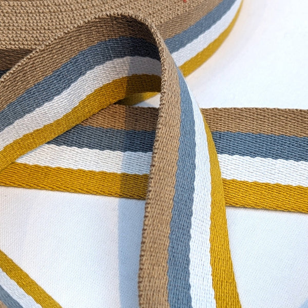 Striped Webbing 38mm - Stripe Mustard/Grey