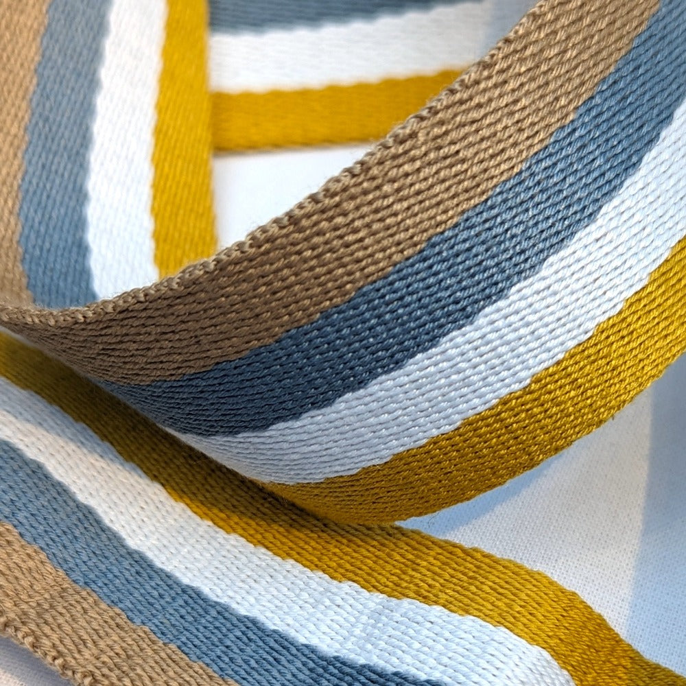 Striped Webbing 38mm - Stripe Mustard/Grey